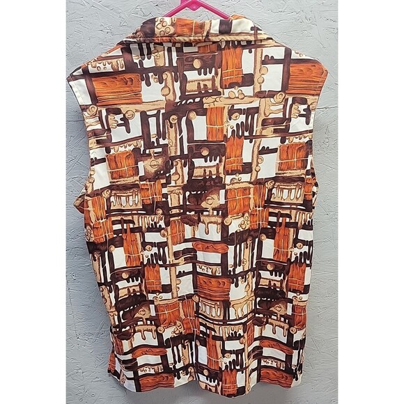 Vintage Mod Tank Top Psychedelic Sleeveless Retro 60s Sz 44 - Picture 10 of 12